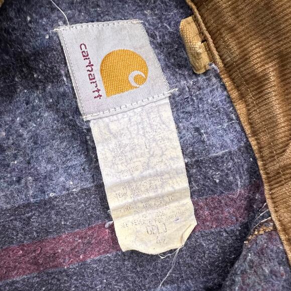 Vintage 80s Union Made Carhartt Detroit Blanket Lined Jacket Workwear 6BLJ Tan - Picture 3 of 16